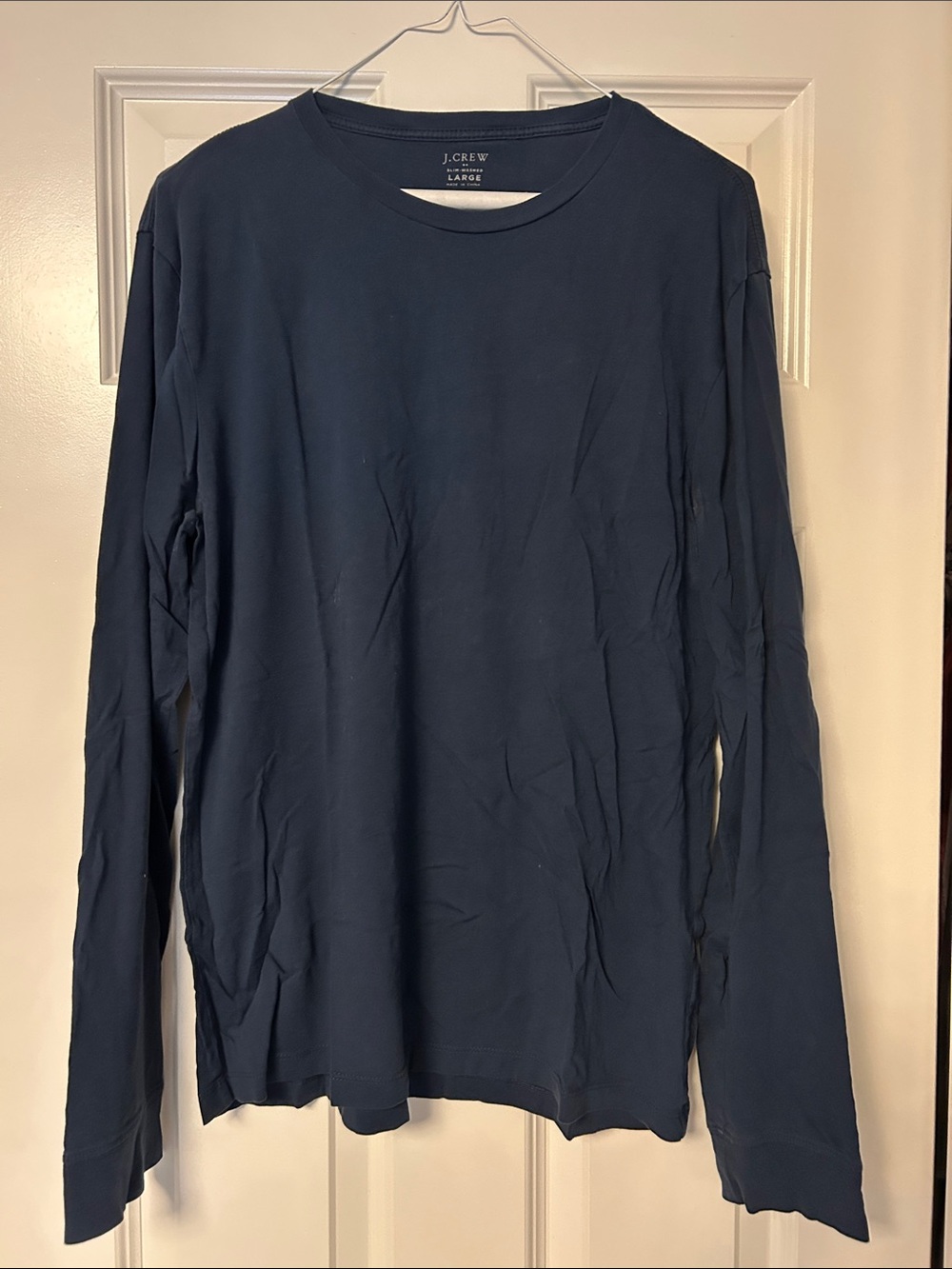 J. Crew Men’s Long-Sleeve Crewneck in Dark Navy